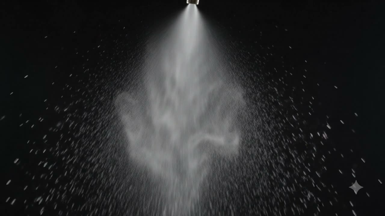 Close-up macro shot of precision spray mist